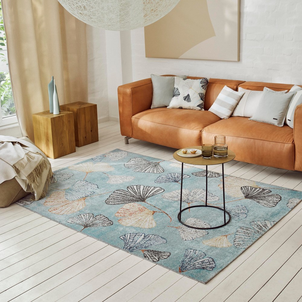 Rivera 20088 030 Botanical Leaf Outdoor Rugs in Blue